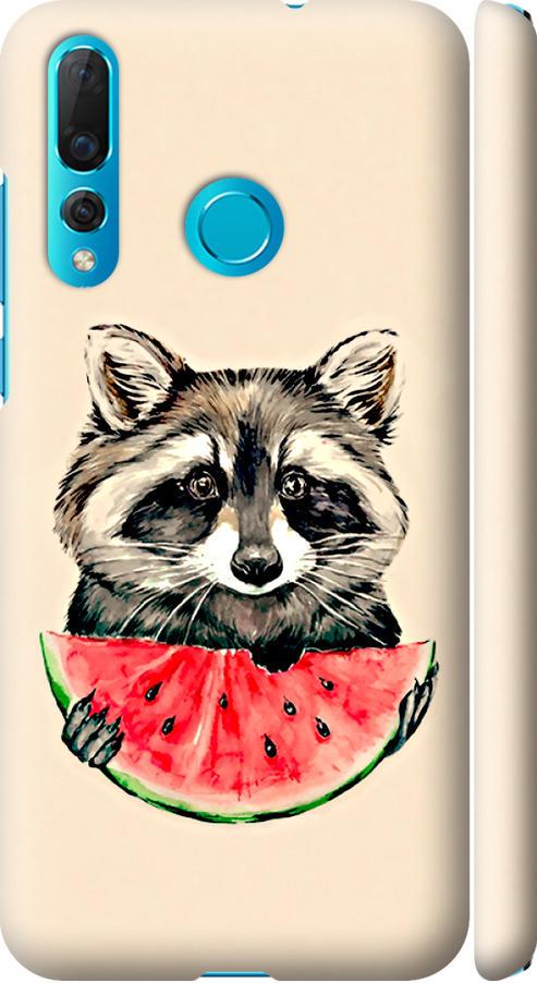 Чехол на Huawei Nova 4 Енотик с арбузом (4605m-1632-42517)