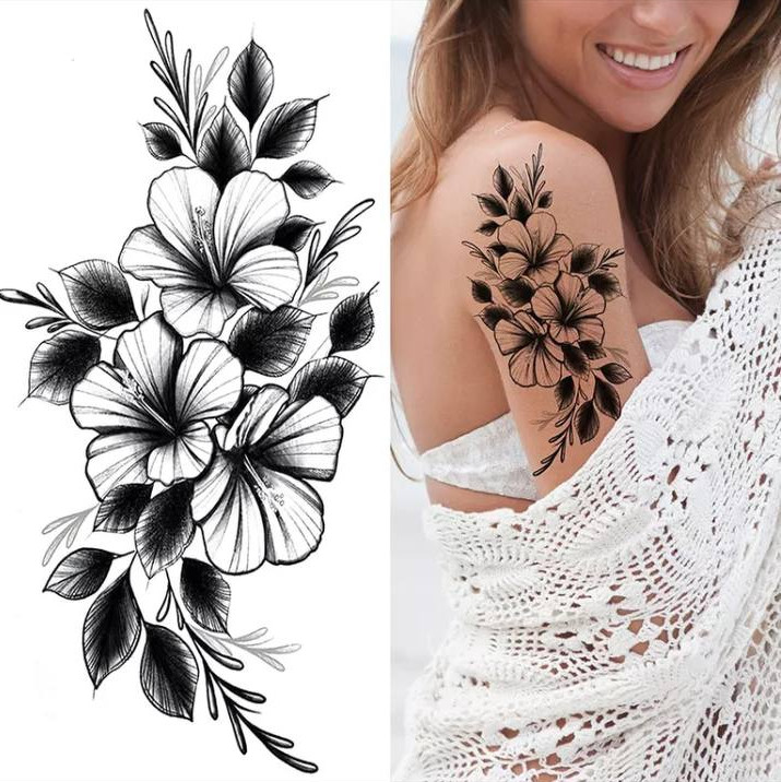 Тату временное водостойкое 3D большое Цветы BK-068 18х9 см (4419473)