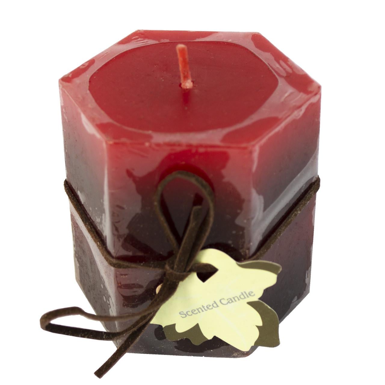 Аромасвеча пеньковая столбик шестиугольная 7 см Красный (7G-F-48161r)