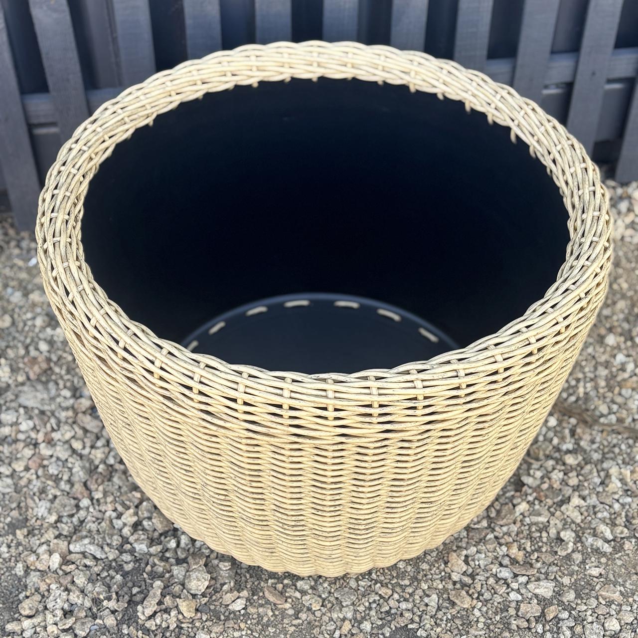 Кашпо большое для растений и цветов из искусственного ротанга/ручной работы 90 л Светлое дерево - фото 6