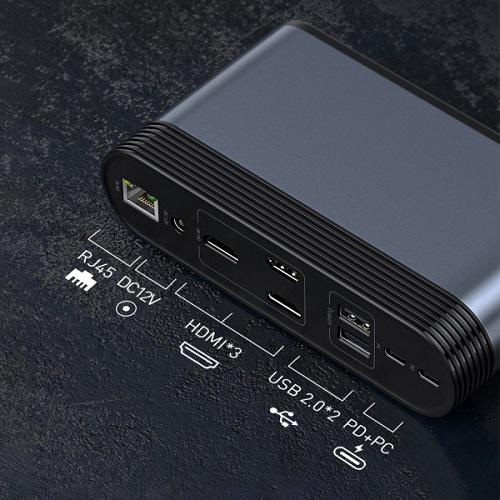 Док-станция USB3.2 Type-C BASEUS CAHUB-DG0G 3xHDMI/2xUSB-C/5xUSB/RJ45/SD/TRRS 3.5/PD 100W - фото 9