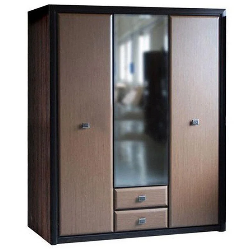 Шкаф для спальни 3-дверный с зеркалом Gerbor КоенSZF3D2S из ДСП и МДФ 1635х565х1200 мм Венге (5859)