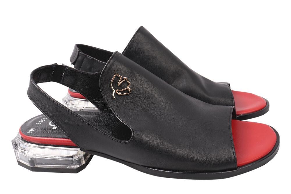 Босоножки женские Aquamarin из кожи на низком ходу с открытой пятой р. 37 Черный (1948-21LBC)