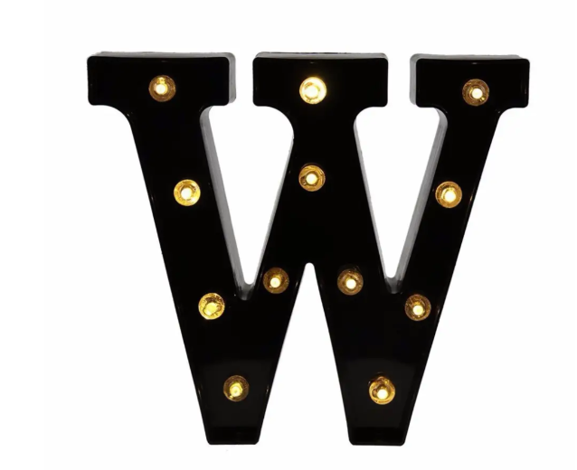 Літера з підсвіткою W об'ємна маленька 22x24 см Чорний (Ч1266) Літера з підсвіткою W об'ємна маленька 22x24 см Чорний (Ч1266)