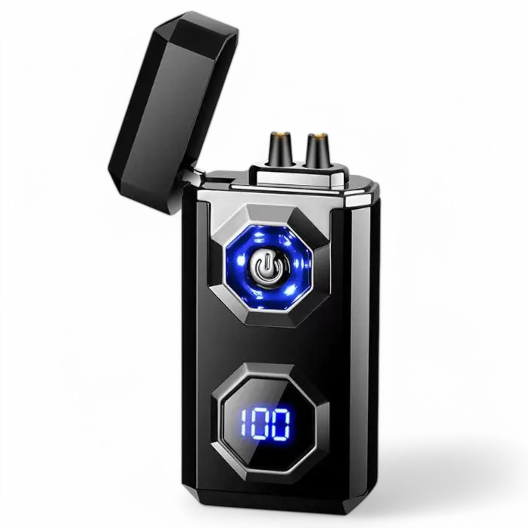 Запальничка електроімпульсна USB Lighter L-646 з перехресною блискавкою та індикатором заряду Black (L_HL646Black)