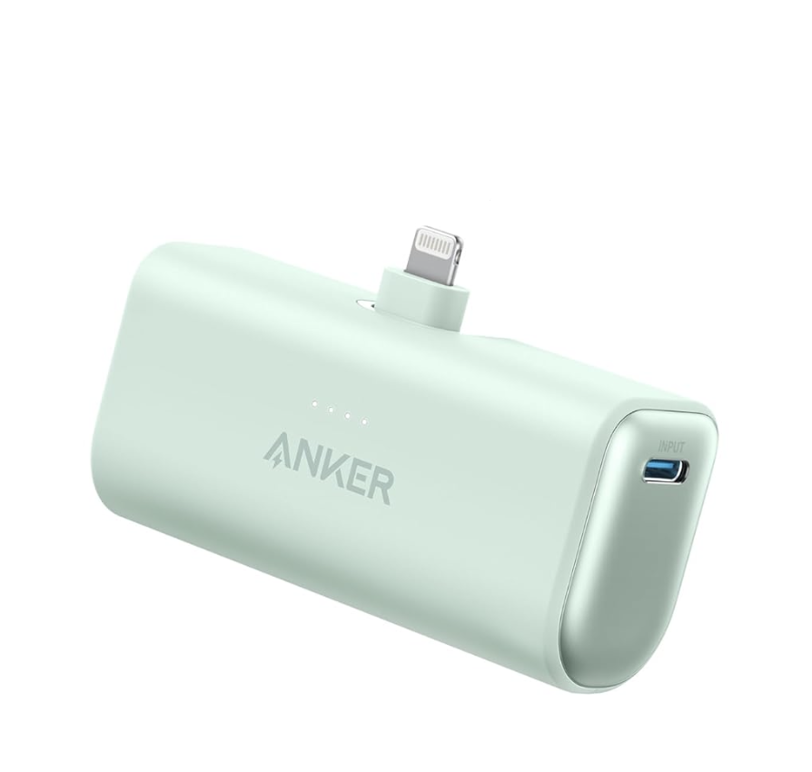 Повербанк Anker Nano со встроенным складным разъемом Lightning 5000 mAh Green - фото 1