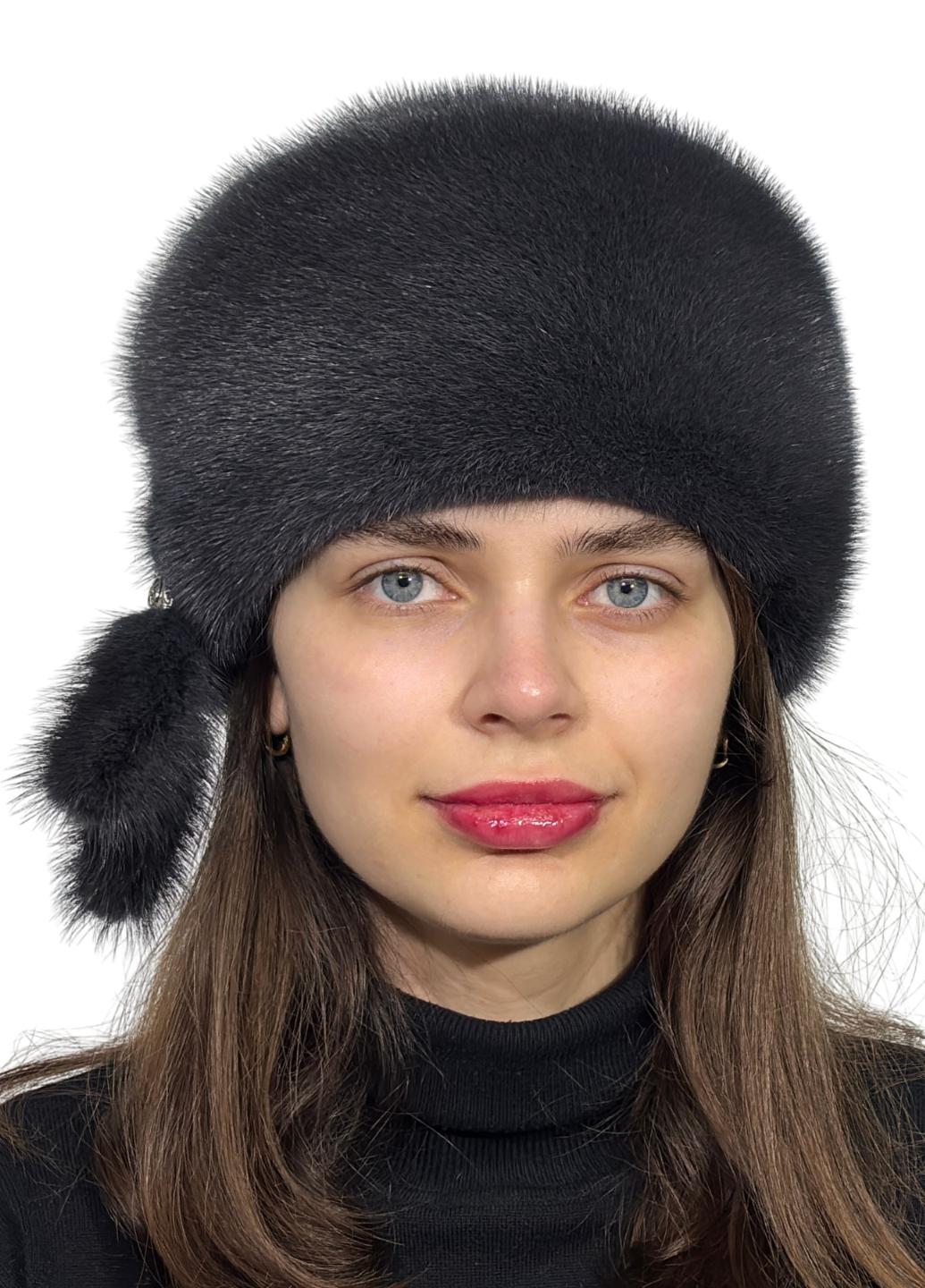 Кубанка женская Меховой стиль Мягкая из натурального меха норки Графит (034/E)