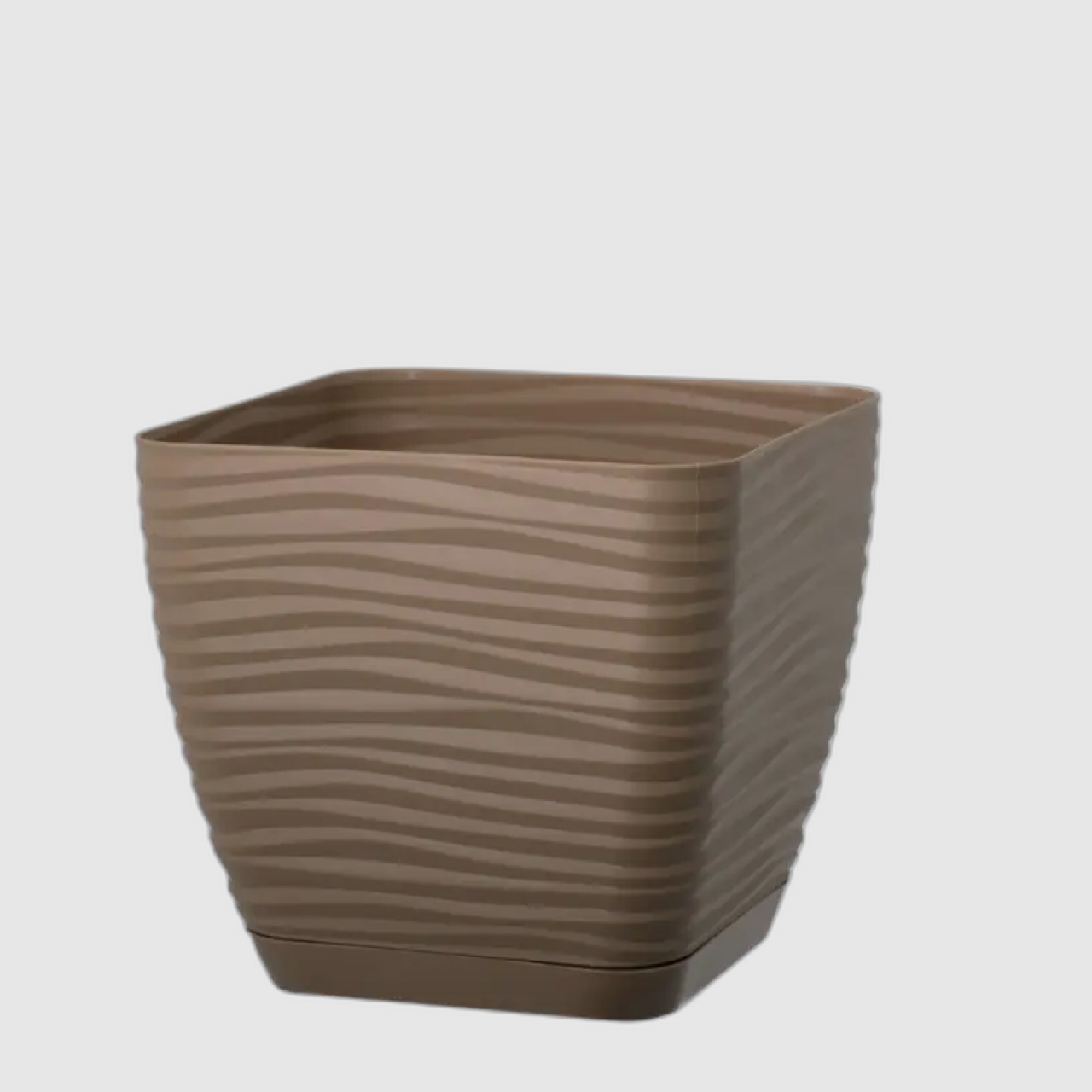 Вазон с поддоном Сахара Квадро 15 см Кофе латте (32383) - фото 1