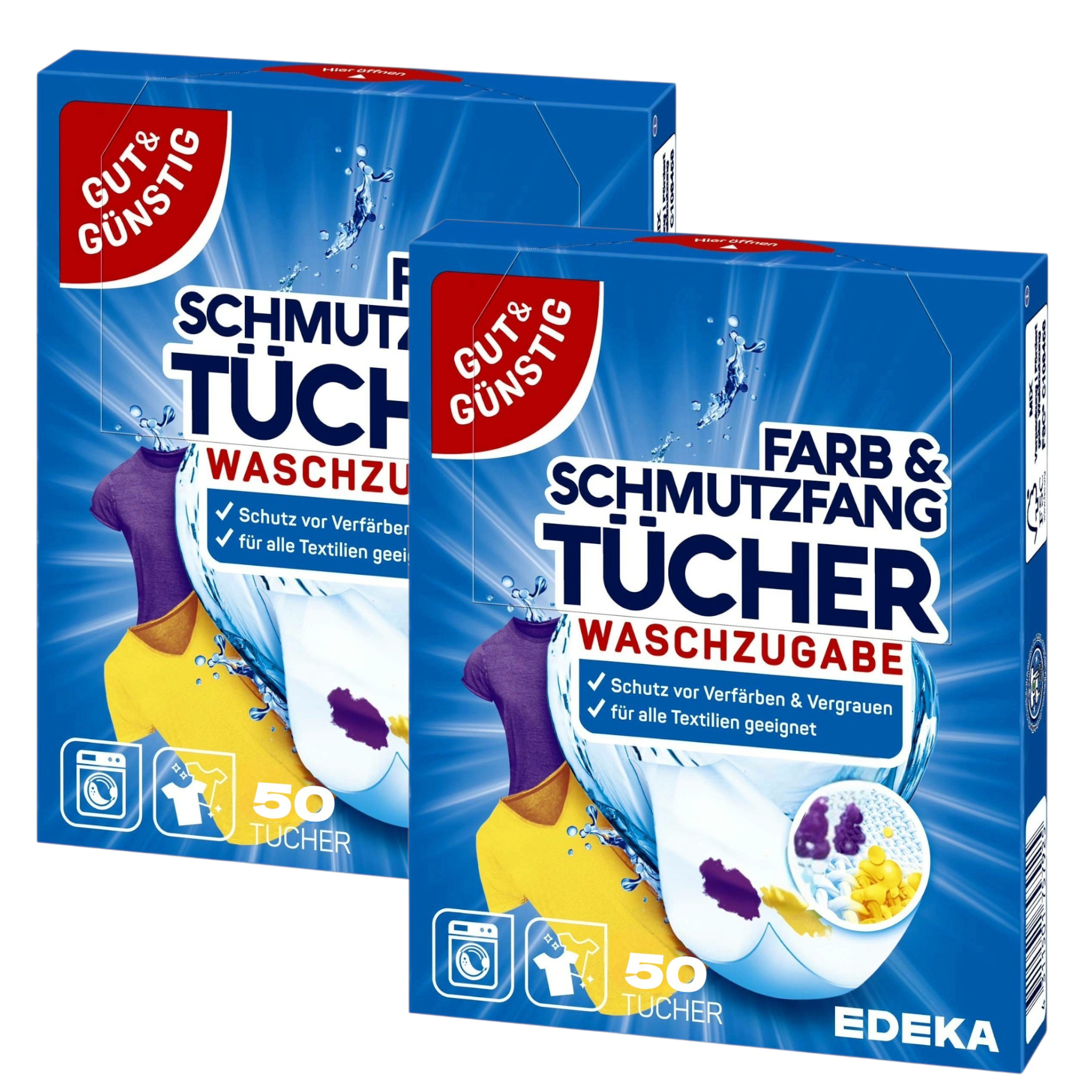 Набор салфеток Gut&Gunstig Edeka Farb & SchmutzFang против линьки цветных вещей Washzygabe по 50 шт. 2 уп. (G&G05465-2)