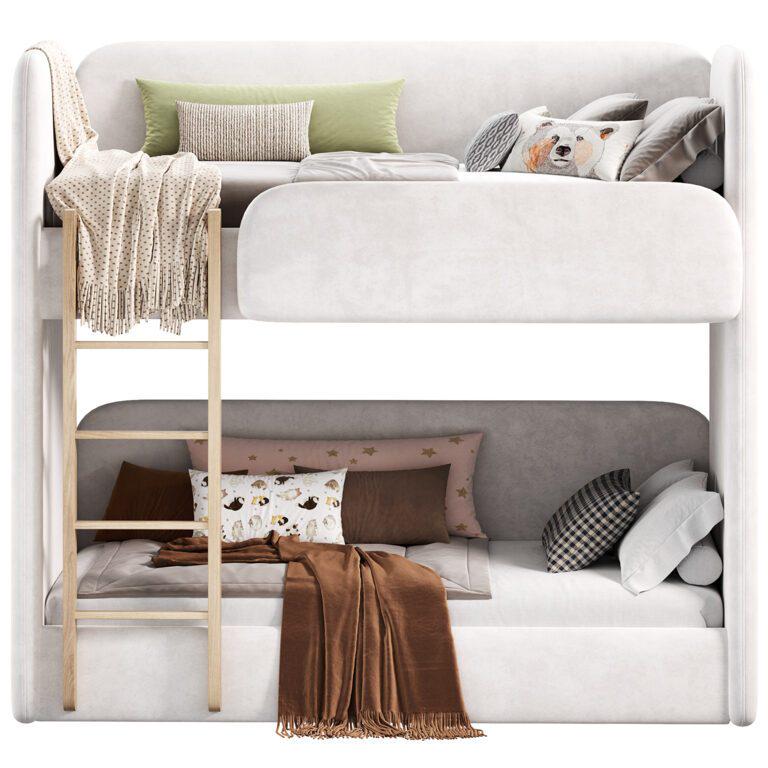 Ліжко двоярусне м'яке Aris Dario Молочний