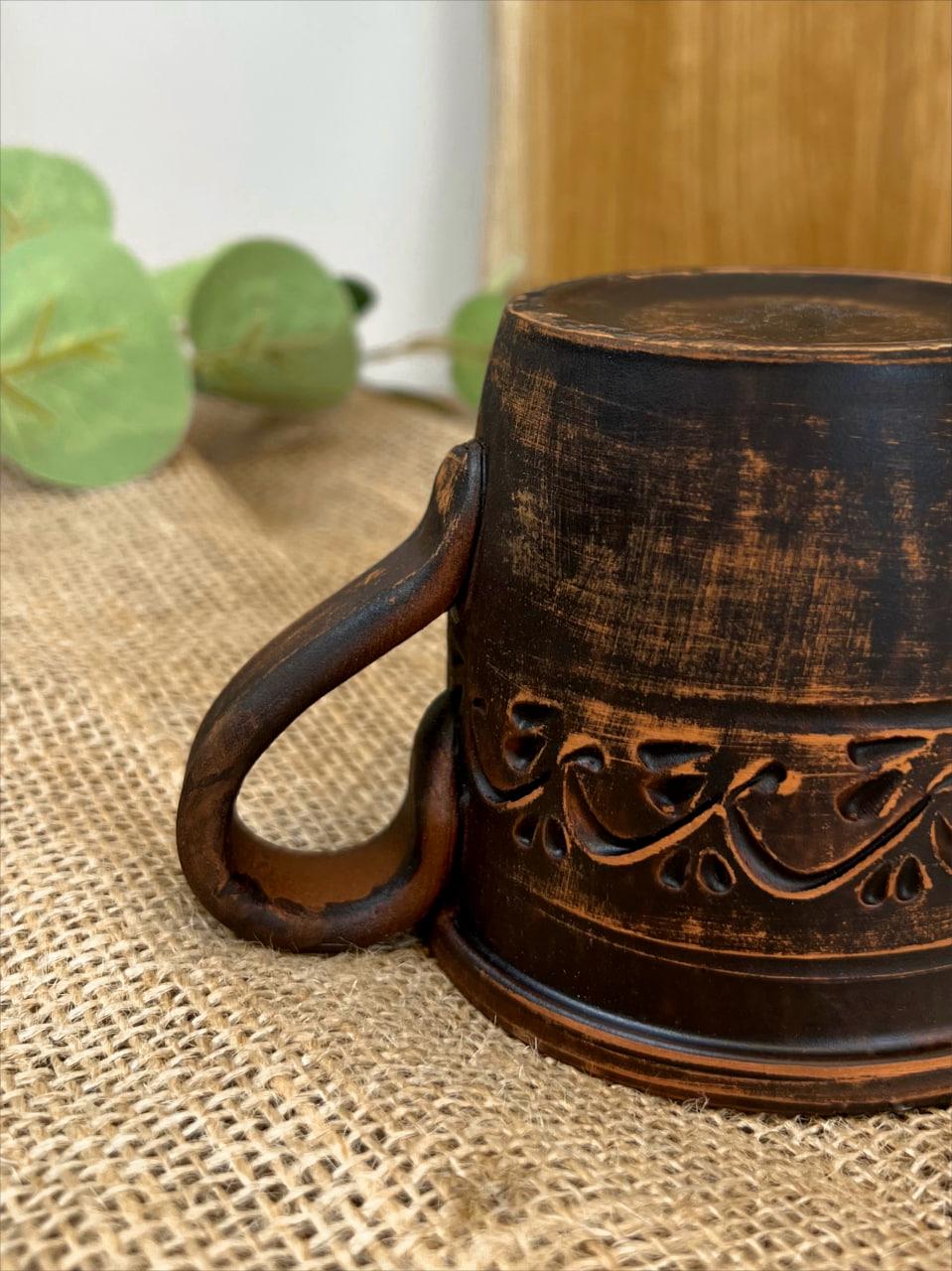 Чашка керамическая глиняная резная декор 0,4 л (3000-2) - фото 2