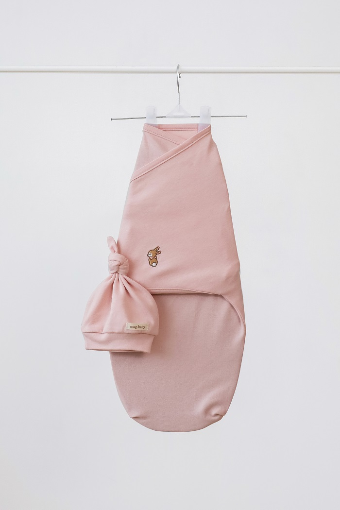 Пелюшка-кокон з шапочкою дитяча на липучці Purl 3-6 міс. Рожевий (MG214)