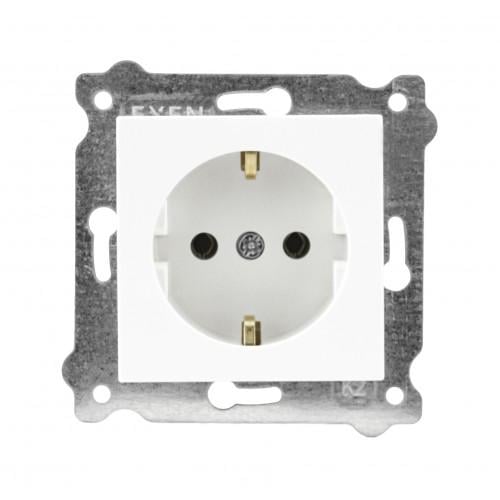 Механизм розетки врезной с з/к EXEN Белый