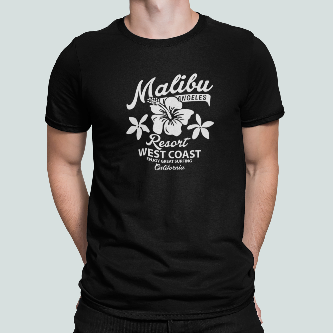 Футболка мужская Stedman с надписью "Malibu resort" XL Черный (ПН460-4)