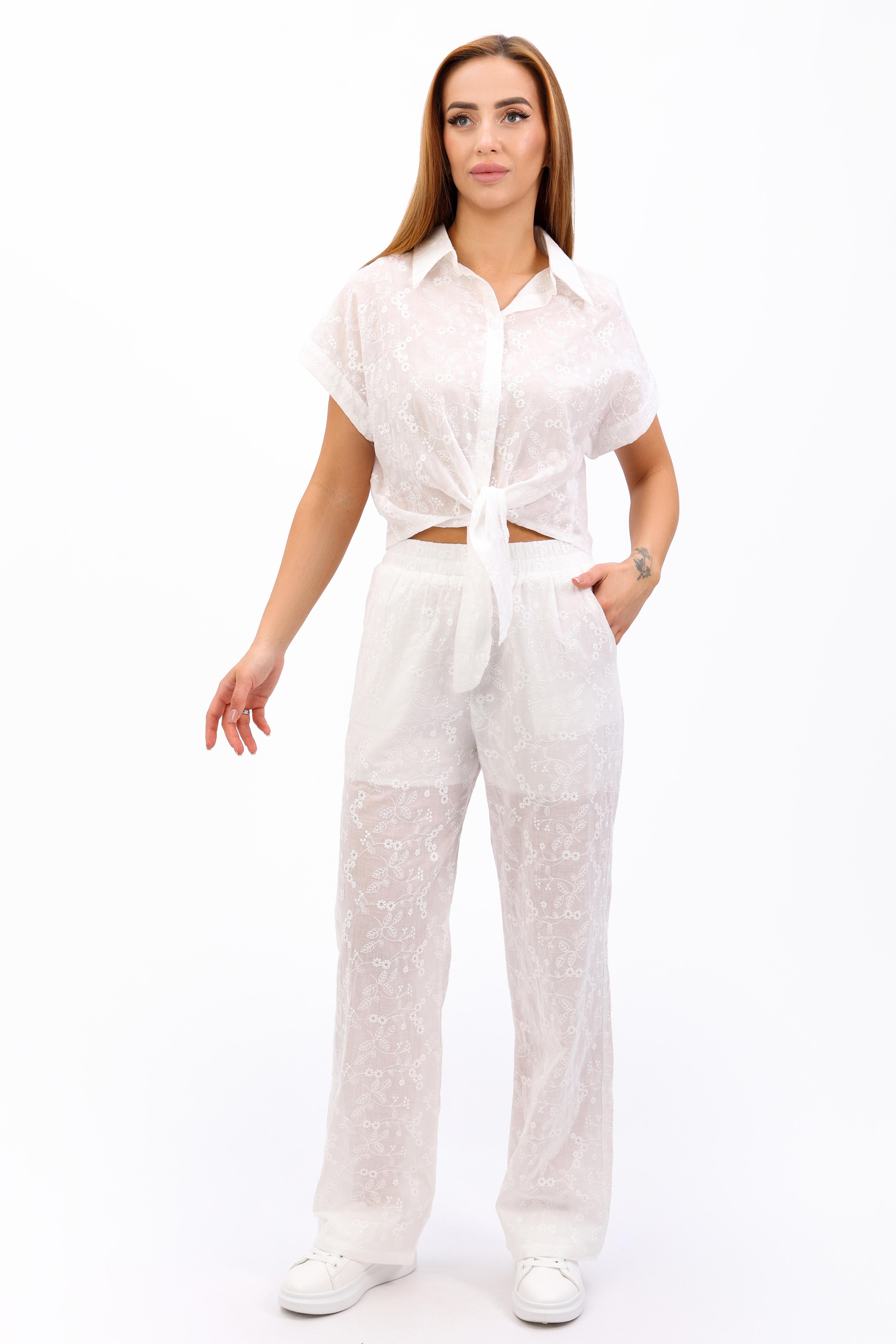 Прогулочный костюм женский Where Uwear 347243 рубашка и штаны S Белый