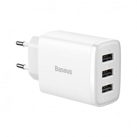 Зарядное устройство BASEUS Compact Charger 17W 3 USB White (CCXJ020102)