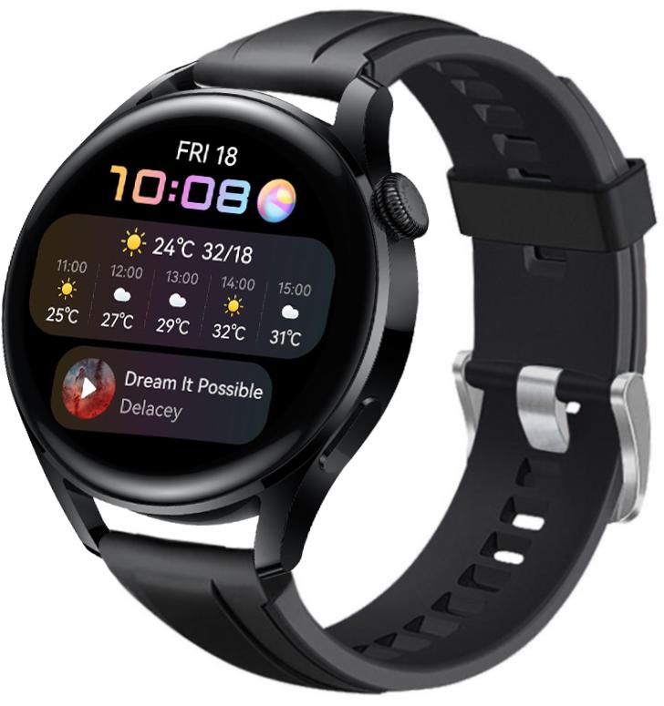 Ремешок Coholl для Huawei Watch 3 22 мм Black (22560-2B)