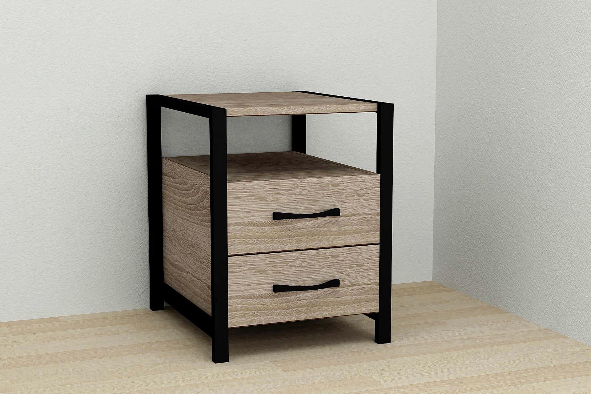 Тумба универсальная Ferrum-decor Вивьен 2/2 ДСП 16 мм 50x41x40 см Черный/Дуб Сонома Трюфель (FRD-104159)