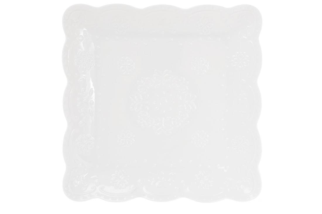 Блюдо фарфоровое квадратное BonaDi Кружево 20 см 3 шт. (988-140)
