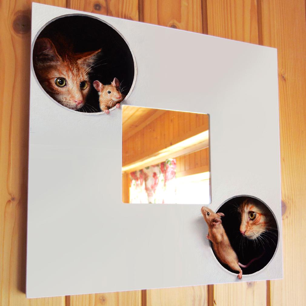 Зеркало декоративное Кот и мышь 260х260 мм (M00734)