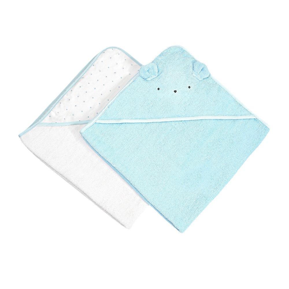 Полотенце уголок Sunnozy детское с капюшоном набор 2 шт. 75х75 см Голубой - фото 2 Полотенце уголок Sunnozy детское с капюшоном набор 2 шт. 75х75 см Голубой - фото 2