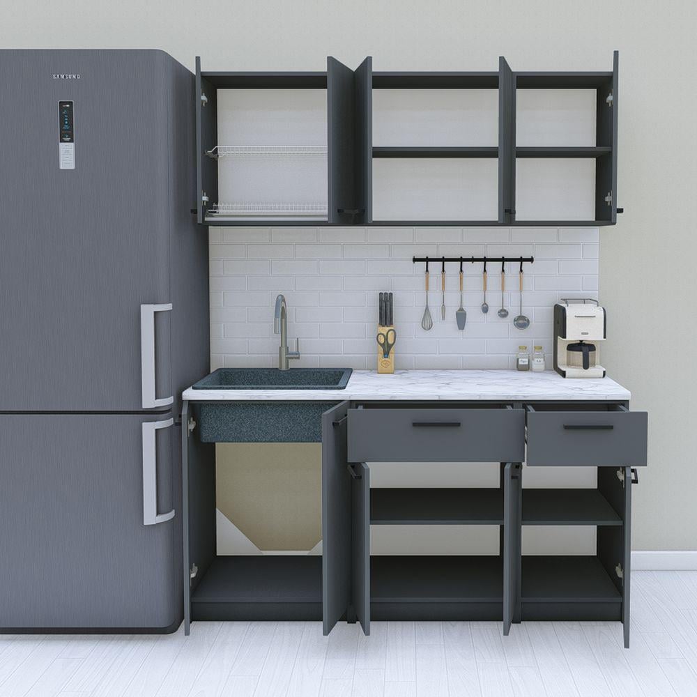 Кухня модульна готова пряма 1,6 м 160 см Графіт (МП42б) - фото 2 Кухня модульна готова пряма 1,6 м 160 см Графіт (МП42б) - фото 2