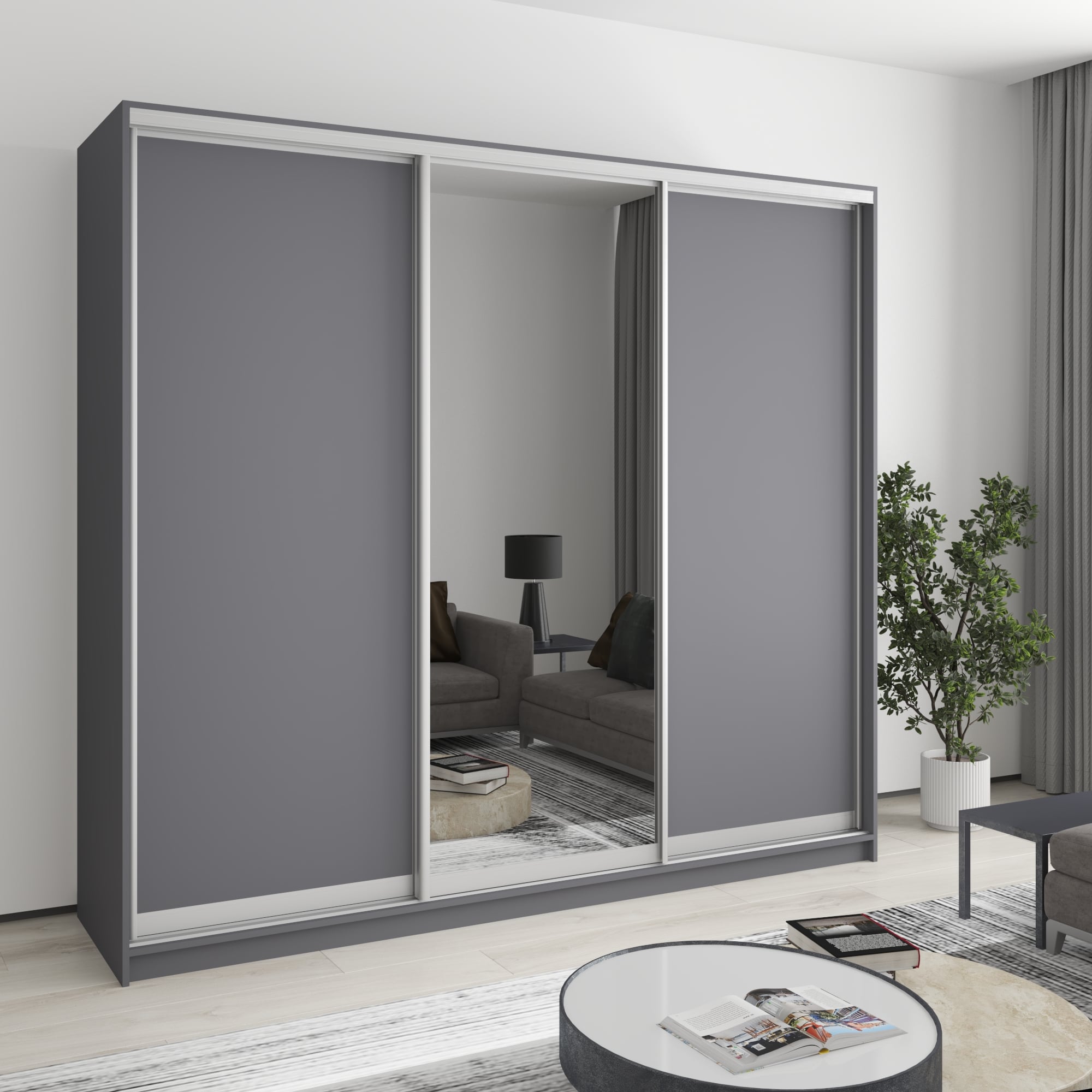 Шкаф-купе трехдверный Mebel Star Комбо AL MBS-3203 230х45х210 см Антрацит (1004373) Шкаф-купе трехдверный Mebel Star Комбо AL MBS-3203 230х45х210 см Антрацит (1004373)