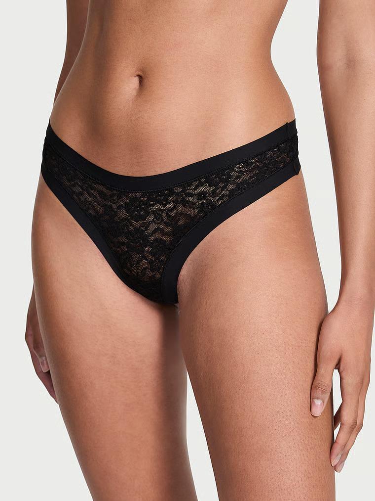 Трусики стринги Victoria's Secret No-Show No-Show Lacie Thong Panty S Черный (27029179)
