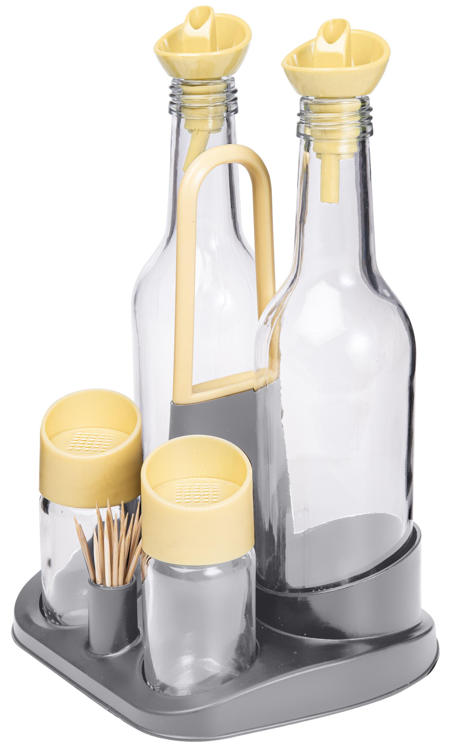 Набор специйниц на подставке Herevin бутылка для масла 2х0,33 л для специй 2х0,07 л (UG-152081-582)