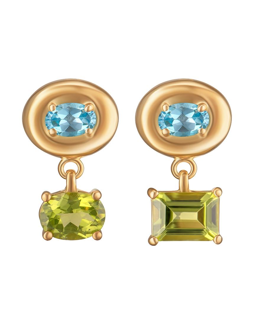 Сережки Splash Blue-Green жіночі RIMMART JEWELRY позолочені One size