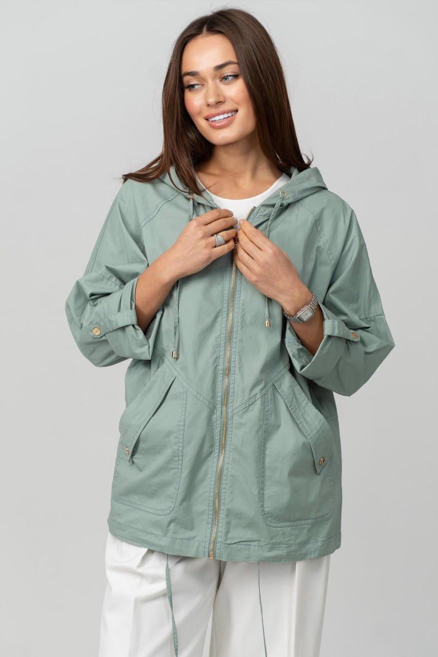 Вітрівка жіноча з капюшоном 4XL Оливковий (33357634)