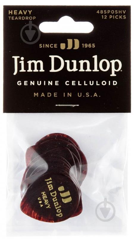 Медіатори Dunlop 485P05HV Genuine Celluloid Teardrop Shell Heavy Player's Pack (12 шт.)