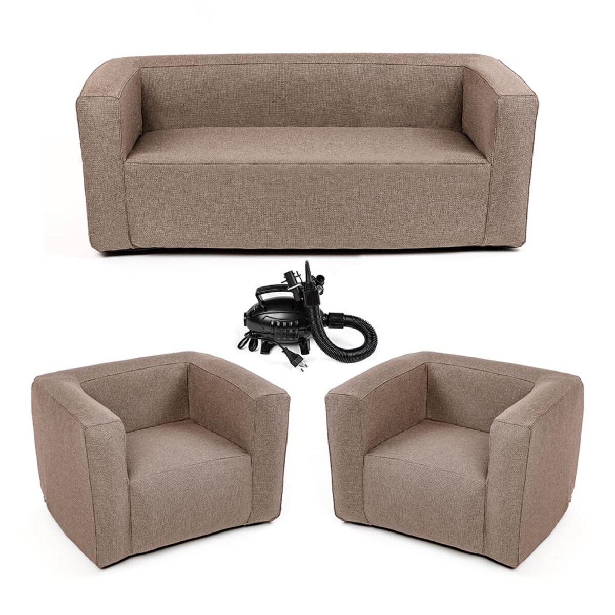 Комплект надувних меблів диван та 2 крісла Коричневий (SW-00002657) - фото 1 Комплект надувних меблів диван та 2 крісла Коричневий (SW-00002657) - фото 1