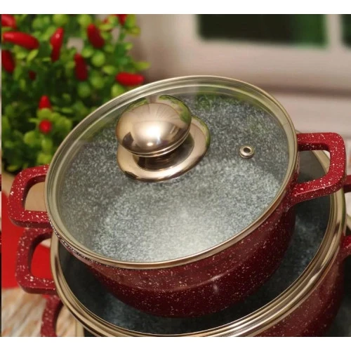 Набор кастрюль Benson 8 пр. Красный (BN-380) - фото 2 Набор кастрюль Benson 8 пр. Красный (BN-380) - фото 2