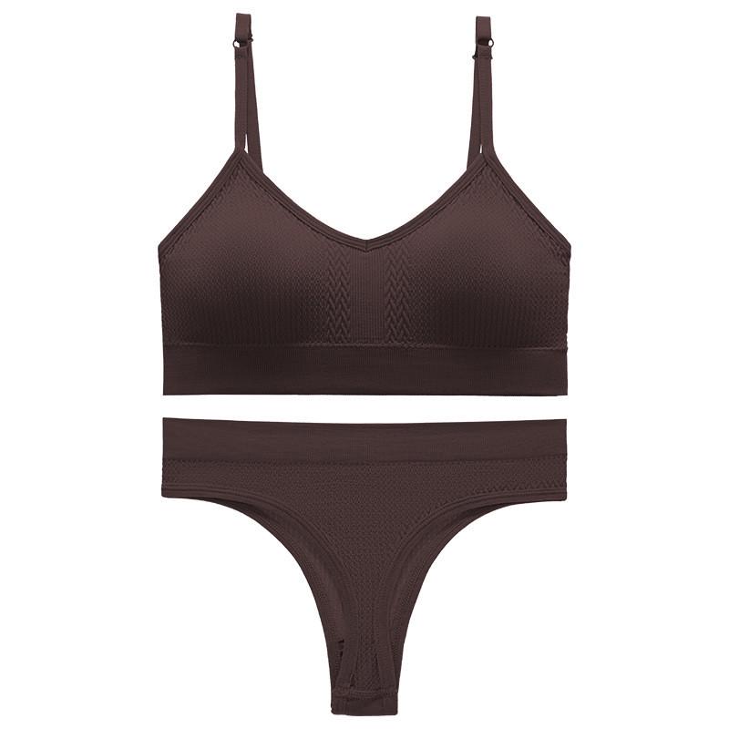 Комплект нижньої білизни жіночої Lesko 6608# Косичка труси та топ M Коричневий (27639512) - фото 3 Комплект нижньої білизни жіночої Lesko 6608# Косичка труси та топ M Коричневий (27639512) - фото 3