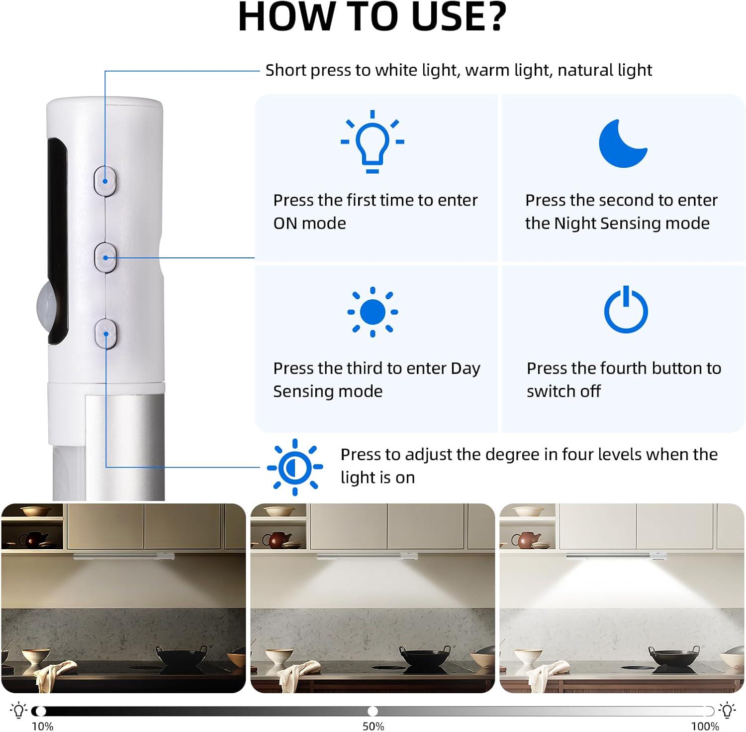 Лампа LED на аккумуляторе с магнитным креплением индикацией заряда 25 см Белый (23290098) - фото 7