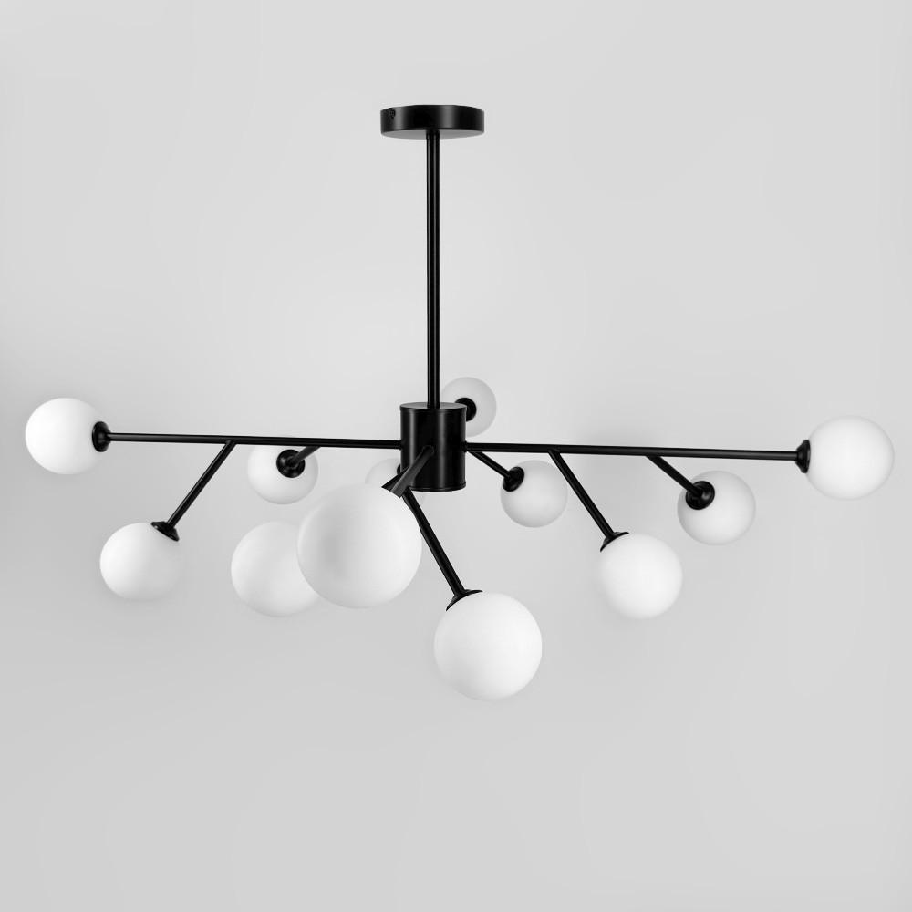Люстра потолочная на 12 белых плафонов Ø 100 см Черный (AOC 19/12 BK G9) - фото 2