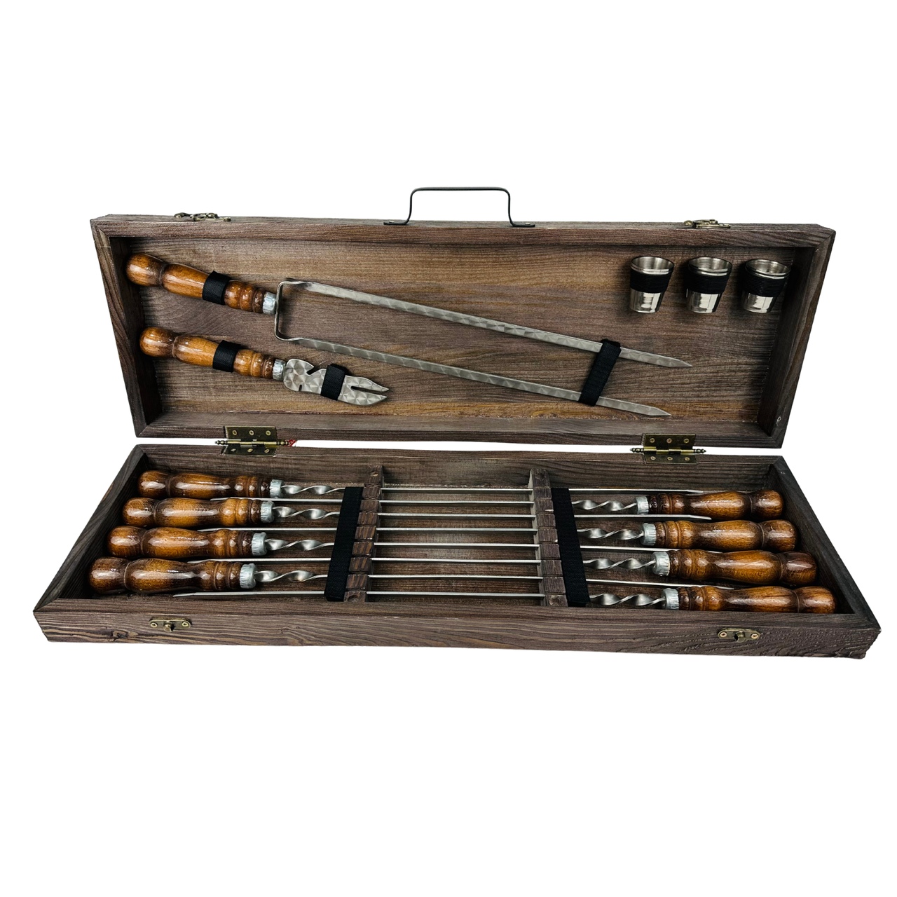 Набір шампурів для барбекю Кизляр ручної роботи в дерев'яному кейсі