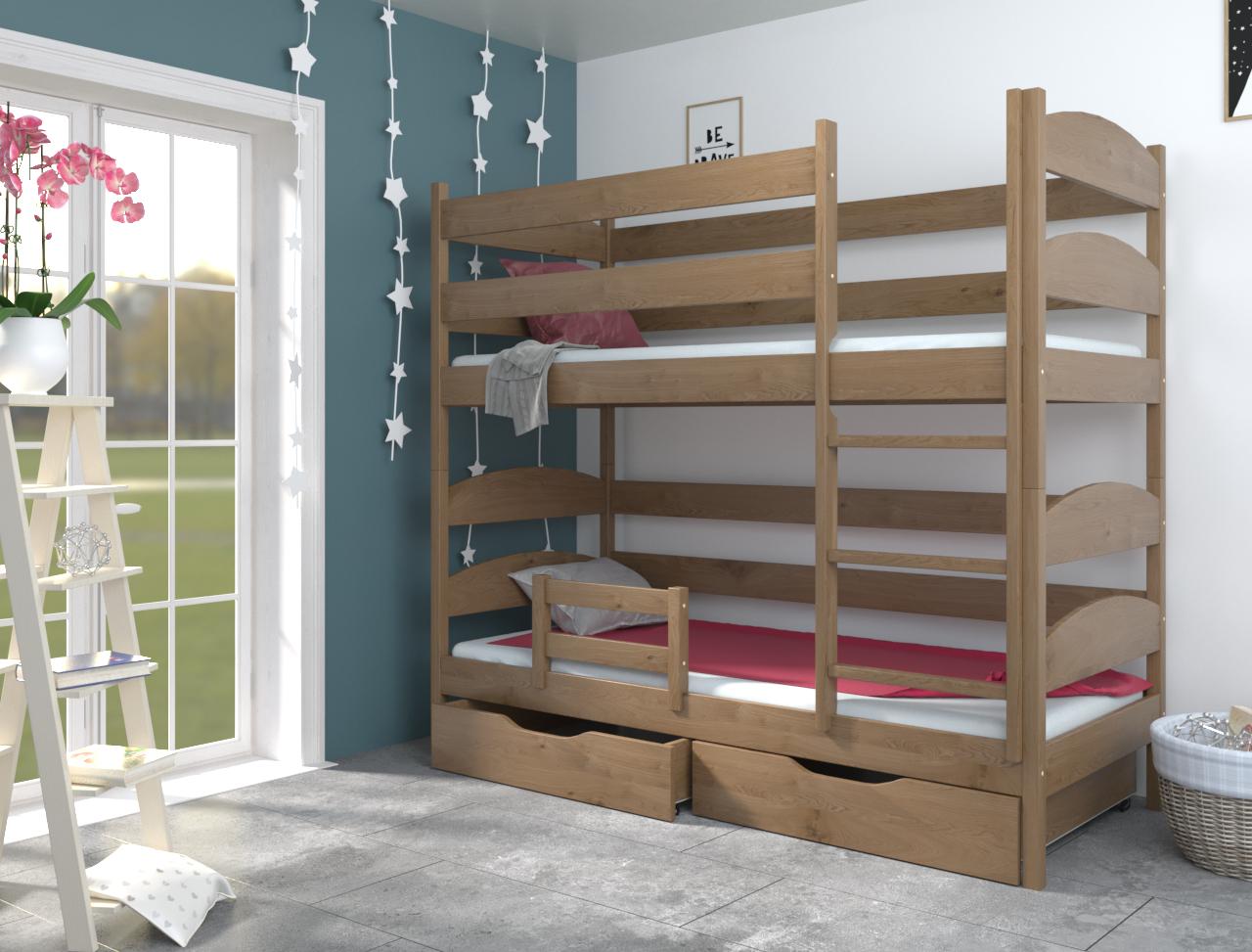 Кровать двухъярусная Luna mebli Лакки с бортиком/ящиками 80x200 см Орех светлый (19049924)