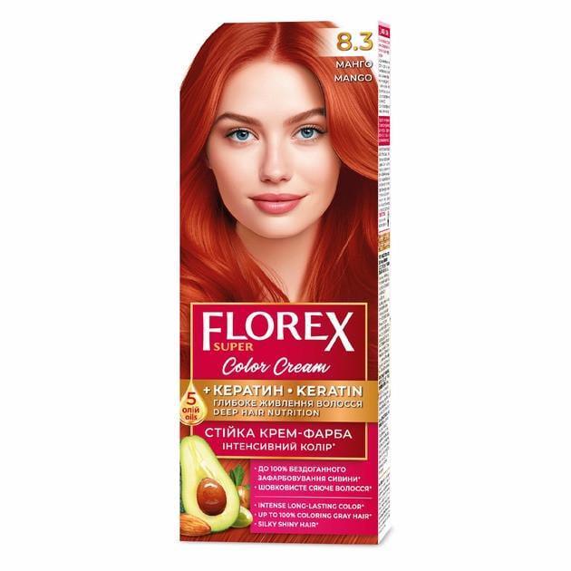 Крем-фарба для волосся стійка Florex кератин 8.3 Манго