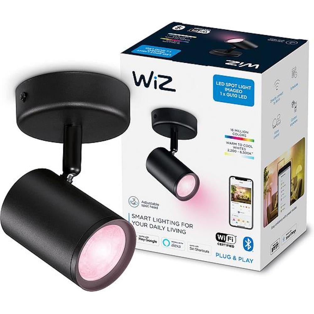 Светильник умный WiZ IMAGEO Spots накладной 1х5W 2200-6500K RGB Wi-Fi Черный (929002659001)