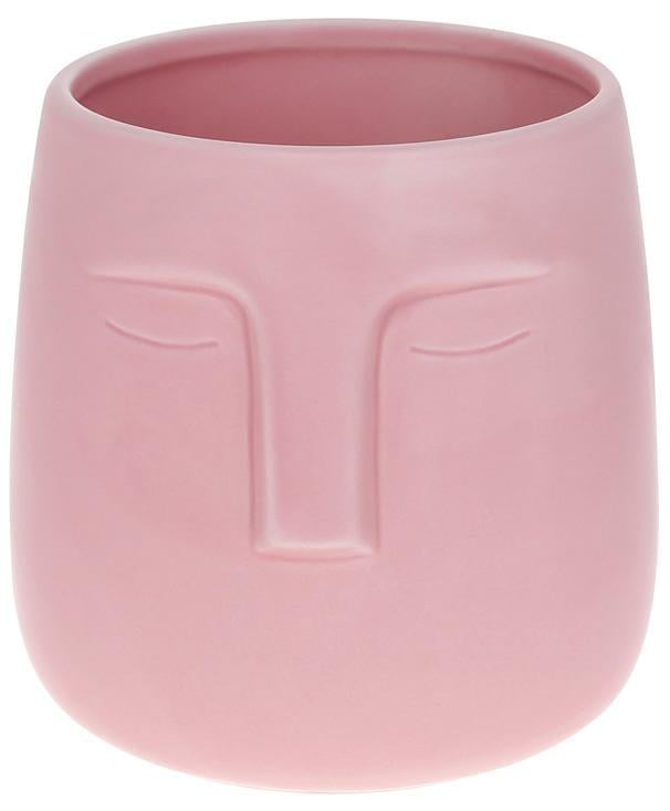 Ваза керамічна Illusion Обличчя 14х14х14 см Рожевий матовий (BD-733-535)
