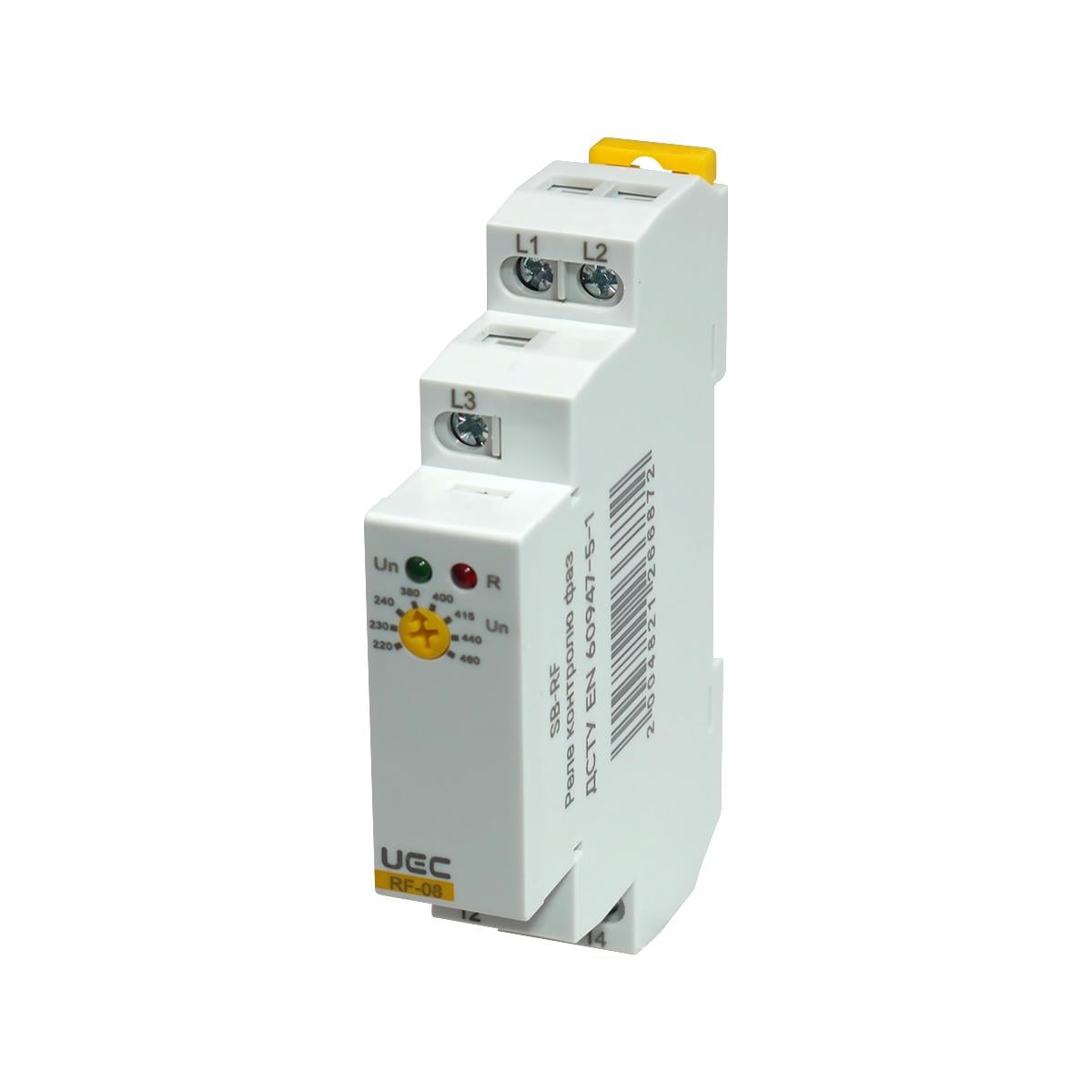Реле контролю фаз і напруги UEC RF-08 3Ф 10А 220-460 AC (SB-RF-08-220-460VAC)