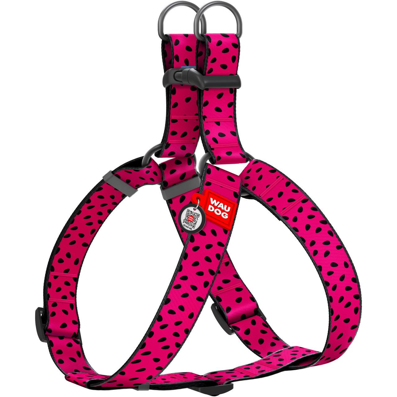 Шлей для собак Waudog Nylon с QR паспортом Арбуз пластиковый фастекс XL (324-0049)