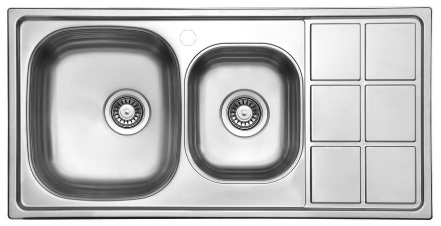 Мойка кухонная Ukinox LTL 1000.500 18 GT 8K L в декоре и доска кухонная разделочная