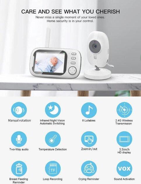 Відеоняня Baby Monitor ABM600 з датчиком звуку з портативним дисплеєм та вимірюванням температури - фото 9