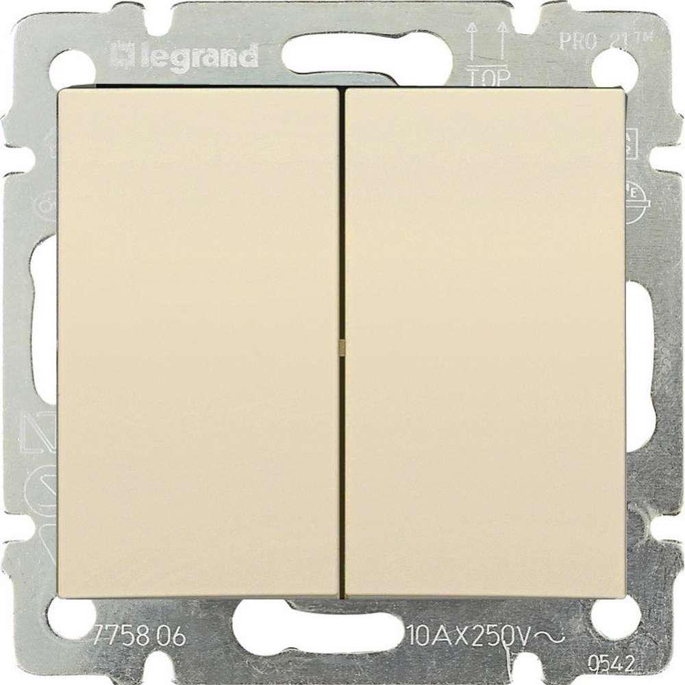 Выключатель проходной Legrand Valena двухклавишный Бежевый (774118)