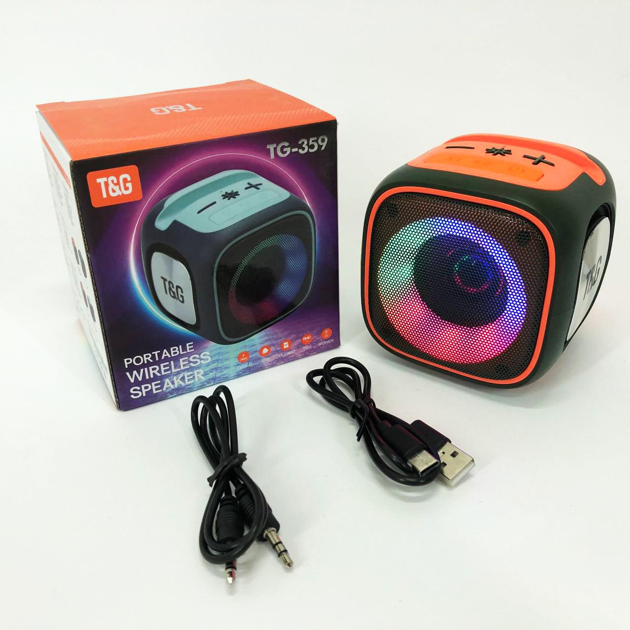 Колонка портативна з підсвічуванням RGB/акумуляторна TG359/7W Зелений - фото 7 Колонка портативна з підсвічуванням RGB/акумуляторна TG359/7W Зелений - фото 7