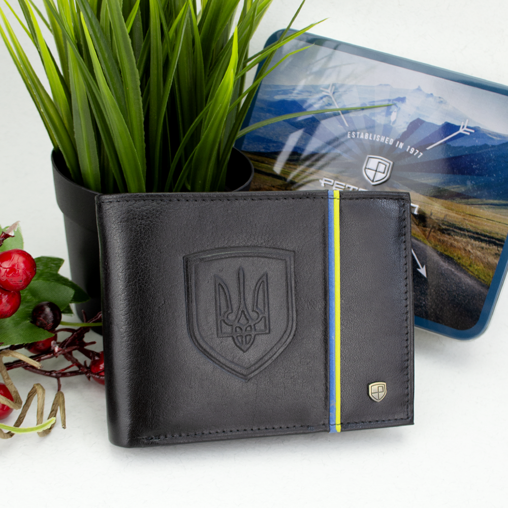 Портмоне мужское кожаное Peterson 304UP с гербом Black