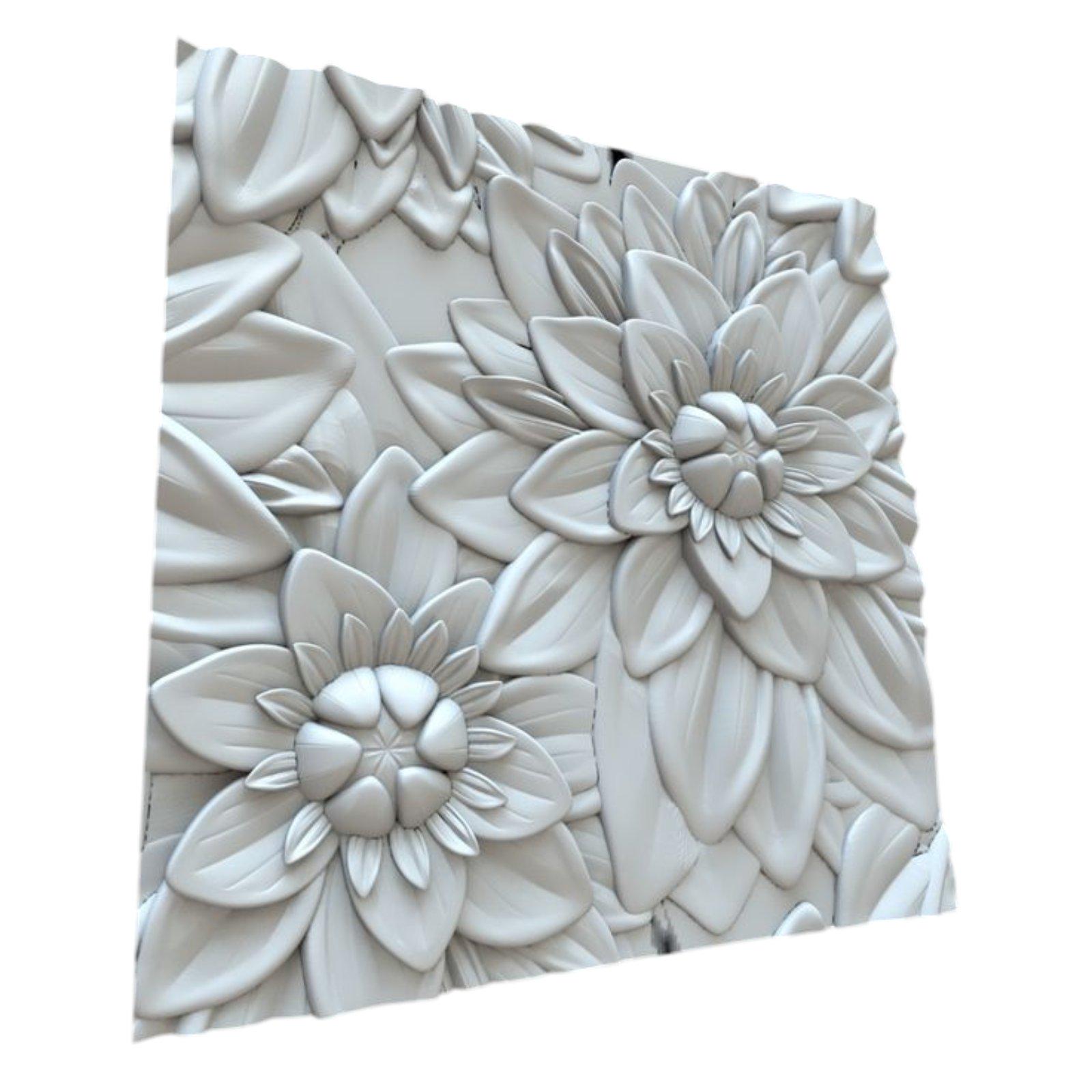 3D-панель гіпсова Квіти під фарбування 500х500х25 мм Білий (30664880)
